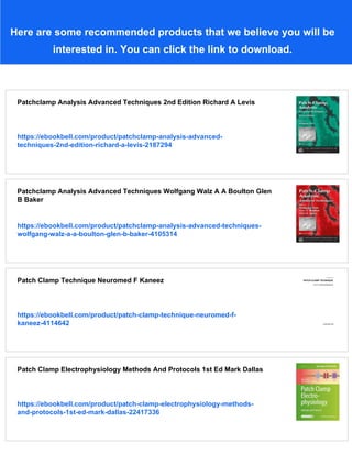 Patch Clamp Techniques From Beginning To Advanced Protocols 1st Edition ...