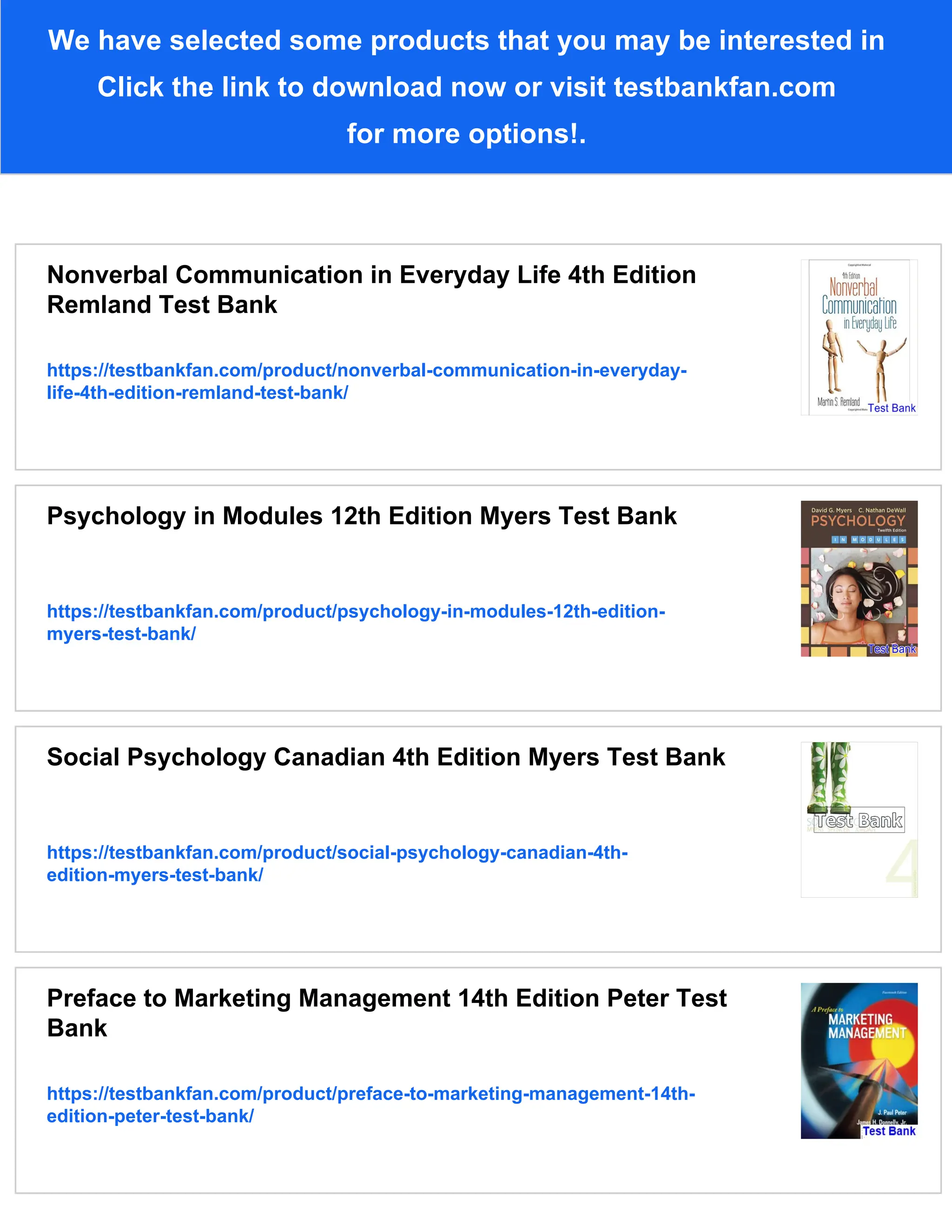 Psychology in Everyday Life 4th Edition Myers Test Bank | PDF