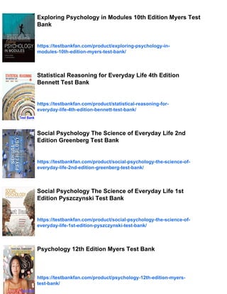 Psychology in Everyday Life 4th Edition Myers Test Bank | PDF