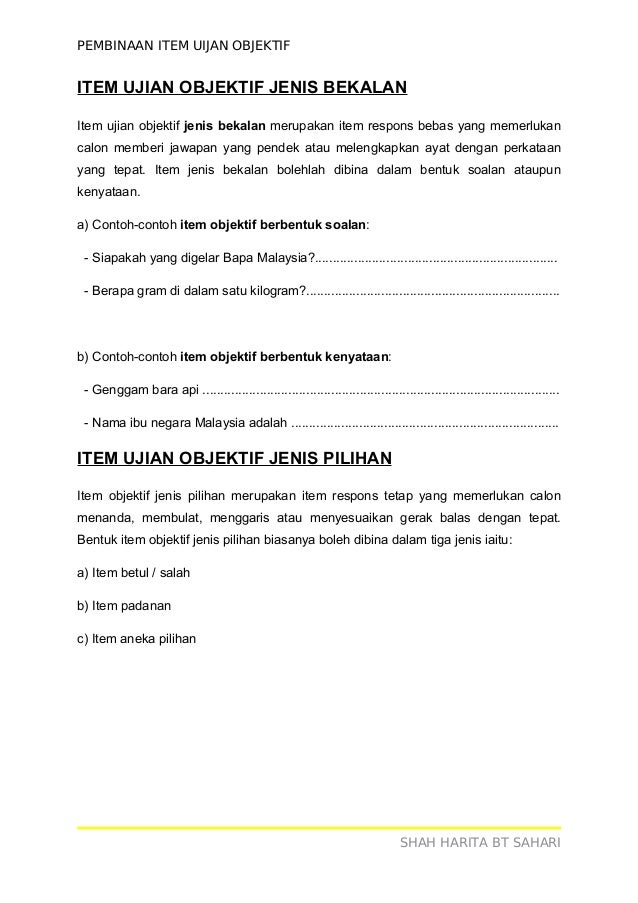 21268257 Pembinaan Item Ujian Objektif 2