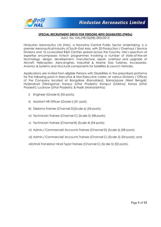 Notification HAL 2015 | PDF