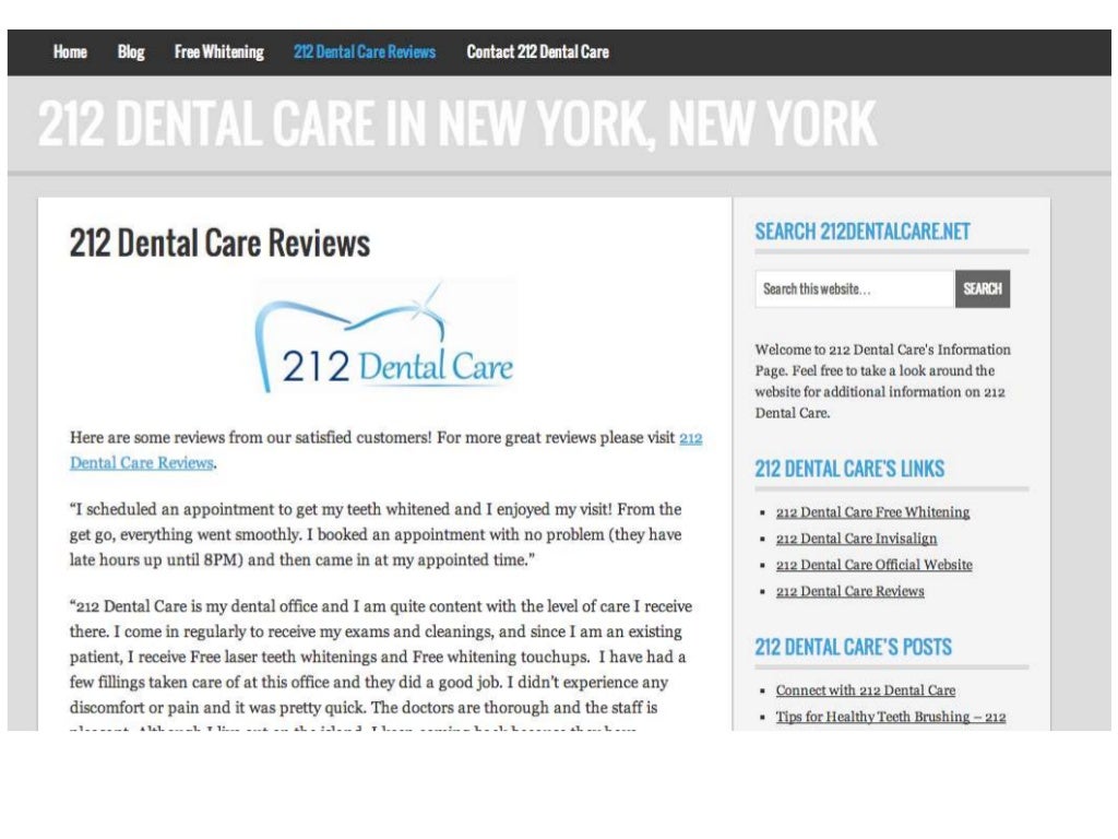 212 Dental Care Website Prevew