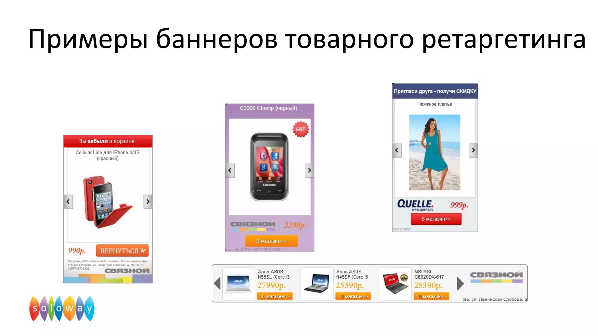 Примеры баннеров товарного ретаргетинга
 