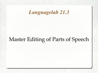 Languagelab 21.3
Master Editing of
Parts of Speech
 