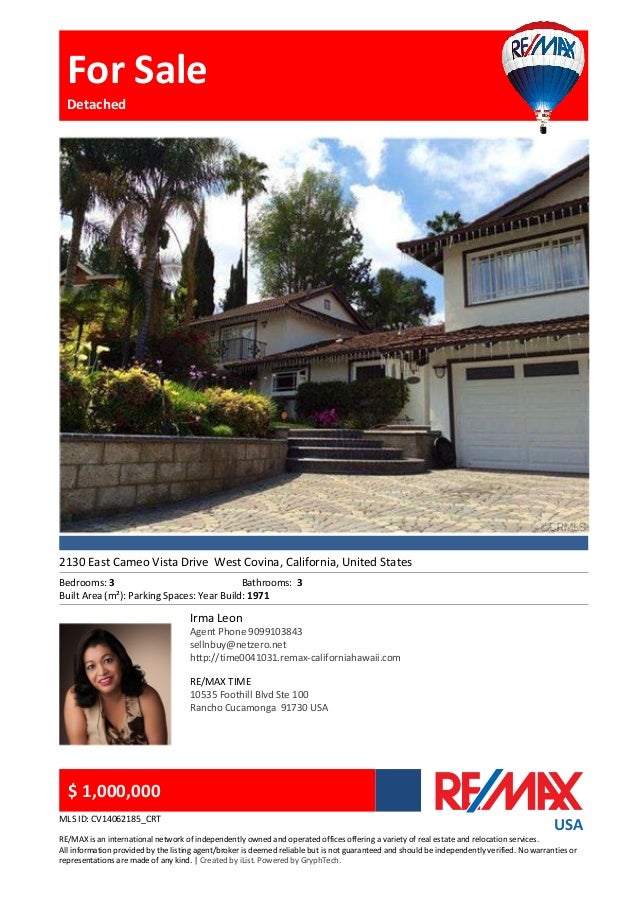 2130 East Cameo Vista Drive West Covina, California, Remax Time Realty