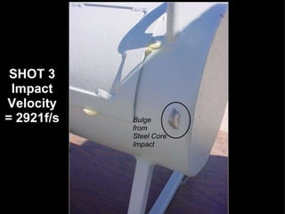 SHOT 3 Impact Velocity = 2921f/s Bulge from Steel Core Impact
