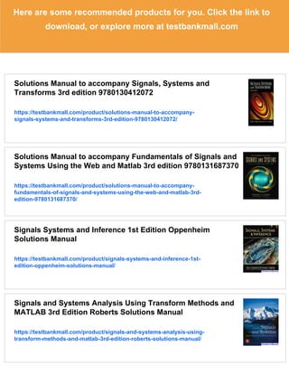 Solutions Manual to accompany Signals & Systems 2nd edition ...