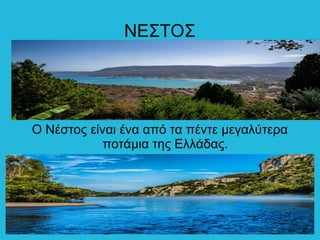 ΝΕΣΤΟΣ
Ο Νέστος είναι ένα από τα πέντε μεγαλύτερα
ποτάμια της Ελλάδας.
 