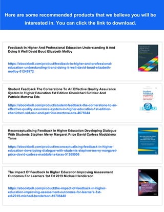 Feedback In Higher And Professional Education Boud Davidmolloy | PDF