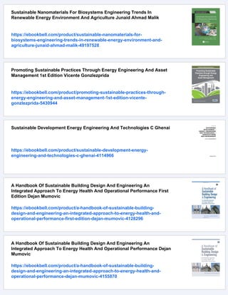 Sustainable Engineering Energy And The Environment Challanges And ...