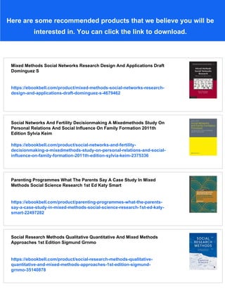 Mixed Methods Social Network Analysis Theories And Methodologies In ...