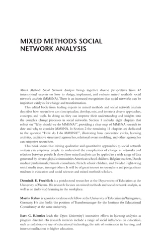 Mixed Methods Social Network Analysis Theories And Methodologies In ...