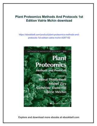 Plant Proteomics Methods And Protocols 1st Edition Valrie Mchin | PDF