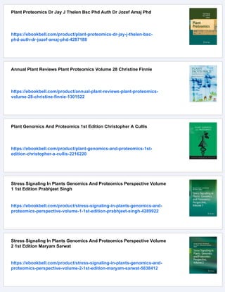 Plant Proteomics Methods And Protocols 1st Edition Valrie Mchin | PDF