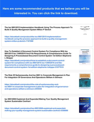 Iso 9001 2015 A Complete Guide To Quality Management Systems Itay ...