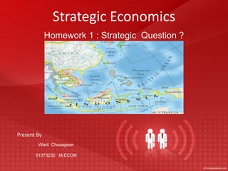 StrategicEconomics Homework 1 : Strategic  Question ? Present By WaritChusagoon 51073232   M.ECON 