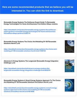 Renewable Energy Systems The Earthscan Expert Guide To Renewable Energy ...