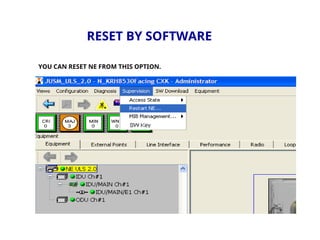 RESET BY SOFTWARE
YOU CAN RESET NE FROM THIS OPTION.
 
