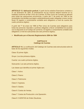 PLAN UNICO DE CUENTAS | PDF