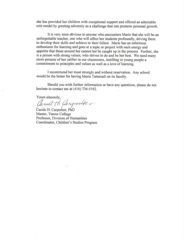reference letter page