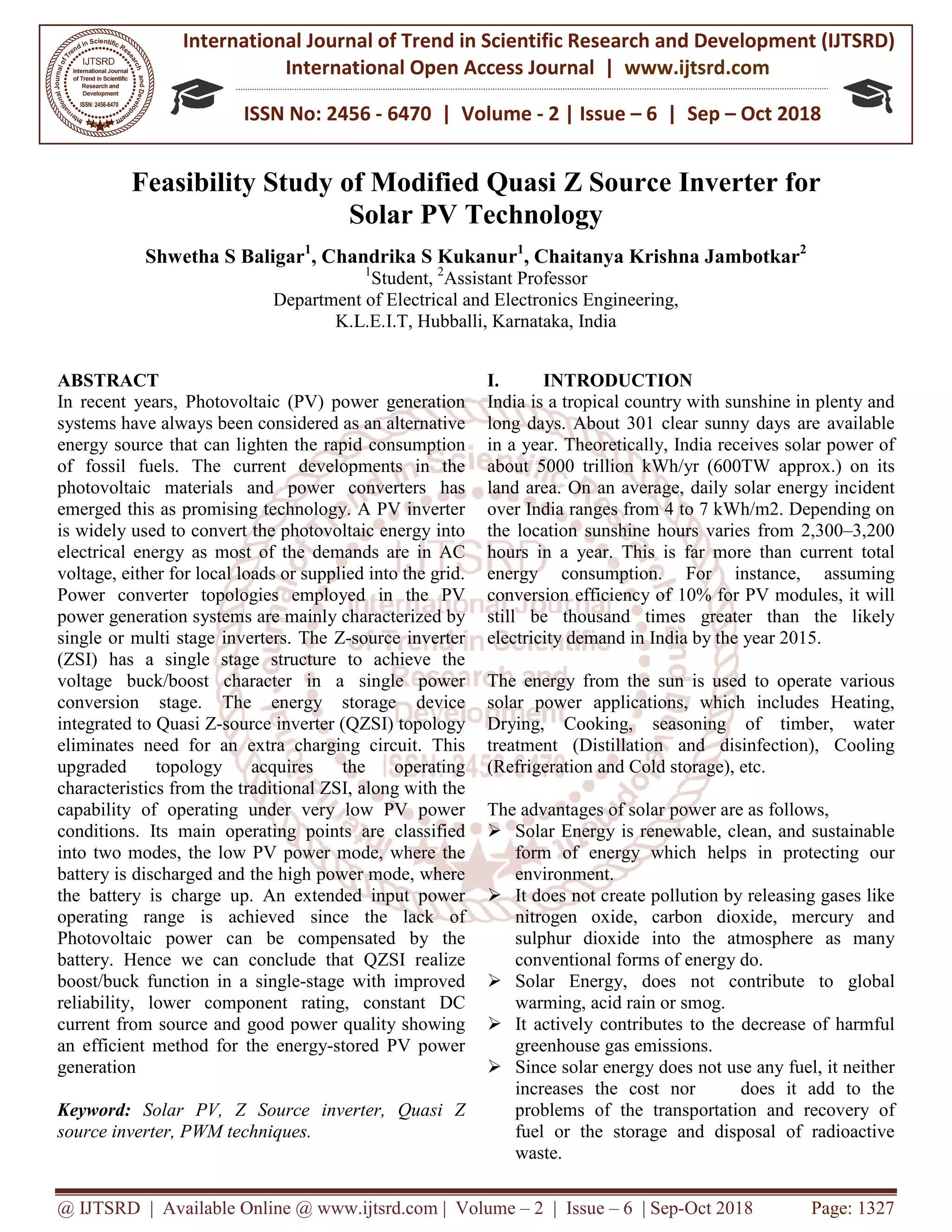 Feasibility Study of Modified Quasi Z Source Inverter for Solar PV ...