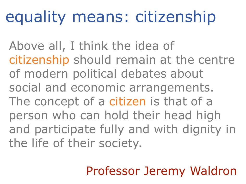 Equality Means Citizenship Above All 