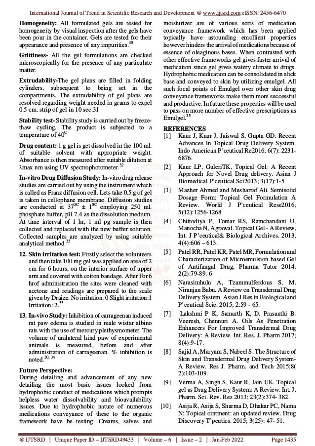 Topical Gels as Drug Delivery System A Comprehensive Review | PDF