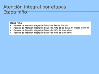 Atención integral por etapas
Etapa niño
 