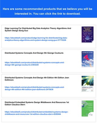 Distributed Systems Design And Algorithms Serge Haddad Fabrice Kordon | PDF