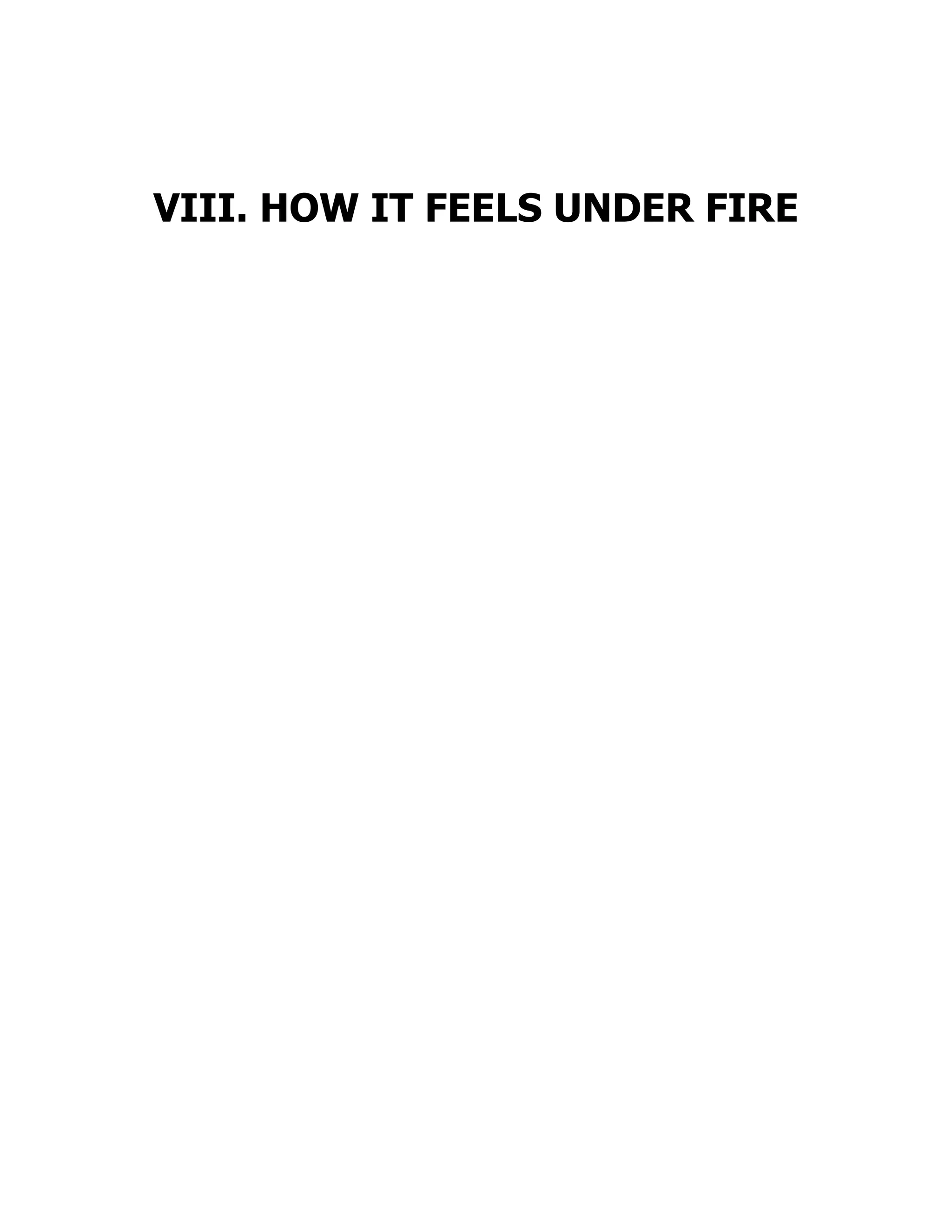 VIII. HOW IT FEELS UNDER FIRE
 