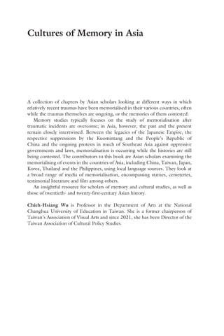 Cultures Of Memory In Asia Dynamics And Forms Of Memorialization ...