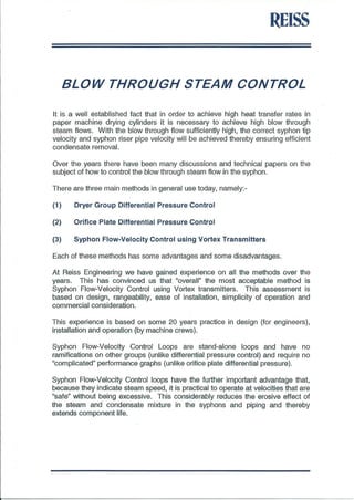 Blow Through Steam Control