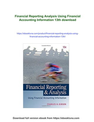 Financial Reporting Analysis Using Financial Accounting Information ...