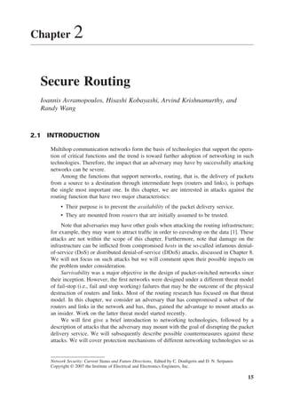 Secure Routing Technologies Network Security Current Status And Future Directions Christos ...