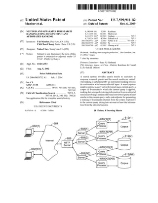 Yahoo!s Method and apparatus for search ranking using human input and automated ranking patent