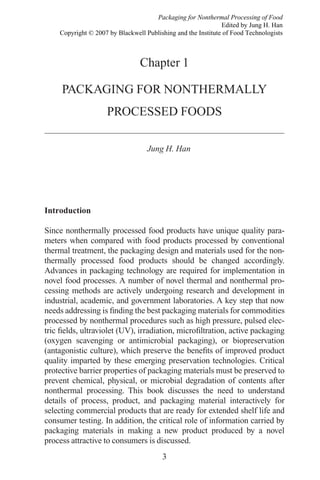 Packaging For Nonthermal Processing Of Food Jung H Han | PDF