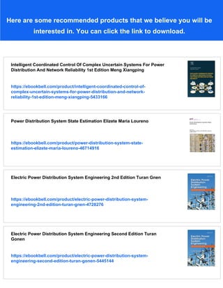 Power Distribution System Reliability Practical Methods And ...