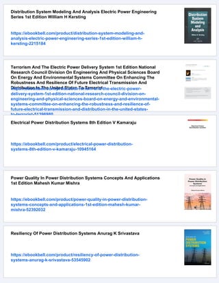 Power Distribution System Reliability Practical Methods And ...