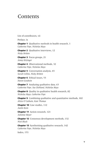 Kitzinger Method Qualitative Research In Health Care Third Edition Catherine Pope | PDF
