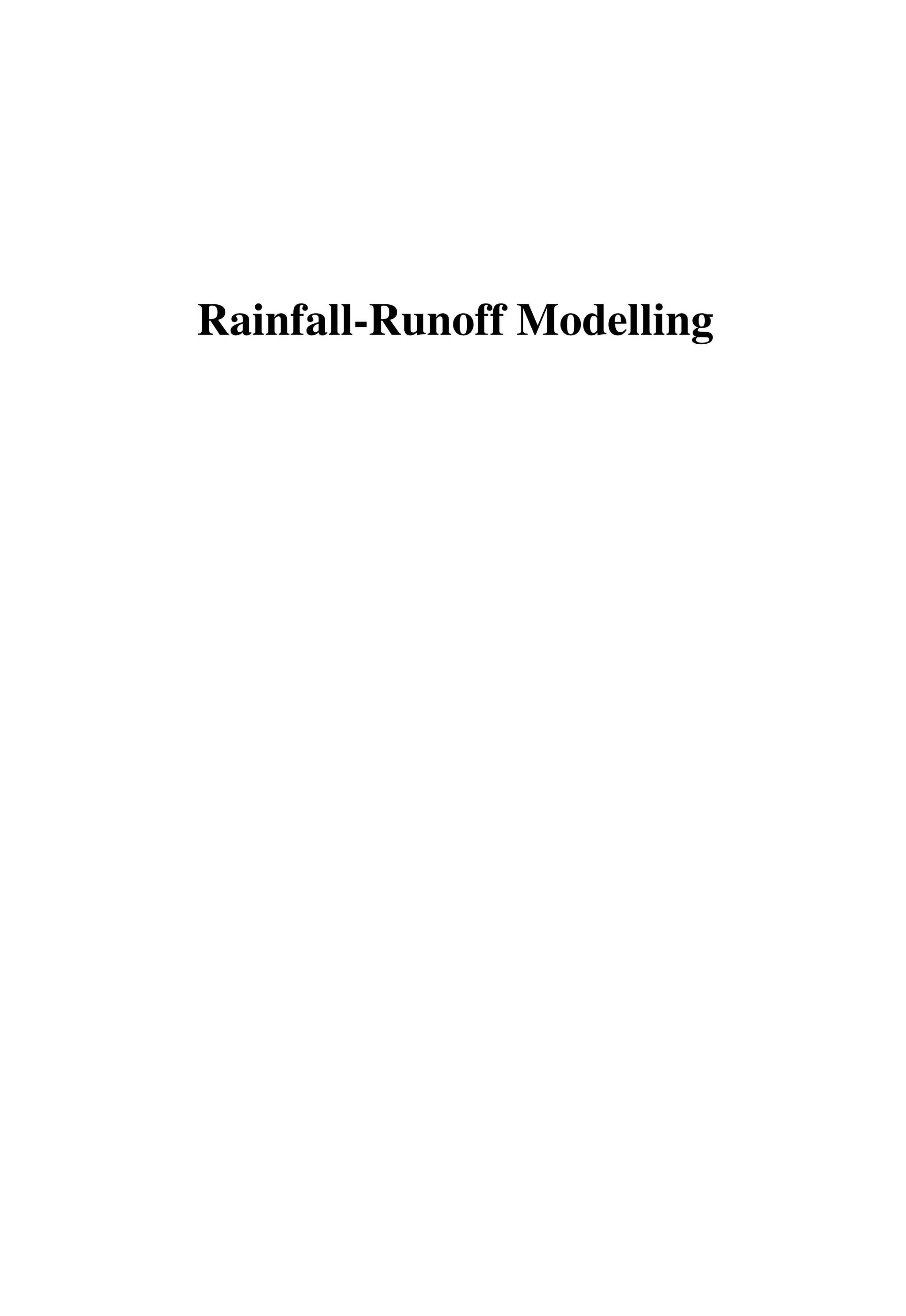Rainfall-Runoff Modelling
 