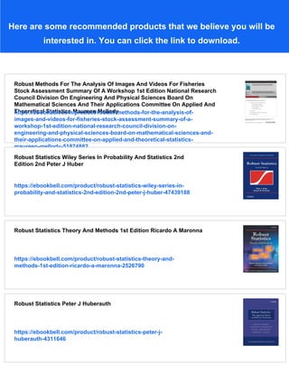 Robust Statistics The Approach Based On Influence Functions Frank R ...