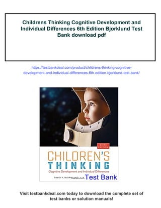 Childrens Thinking Cognitive Development and Individual Differences 6th ...