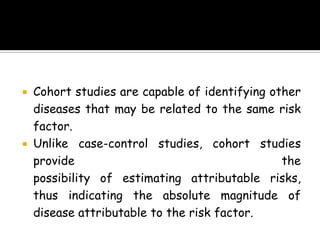 Selection of comparison groupsInternal comparisons: no outside comparision group is requiredExternal comparisons: when degree of exposure is not available,ext cohort .eg:smokers and non smokers,radiologists and opthamologists.Comparison with general population:mortality experience of exposure group is compared with mortality experience of general populationin same geographic area