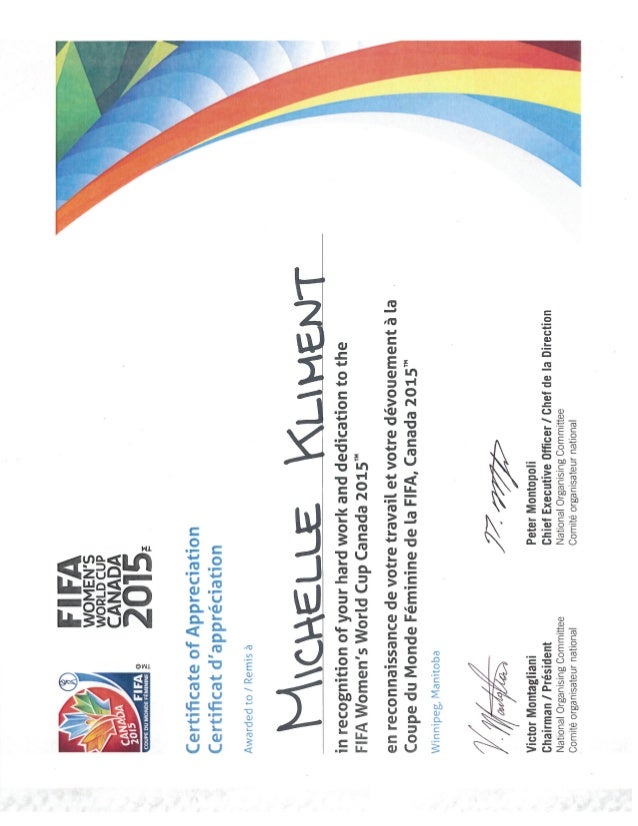 fifa volunteer recognition certificate