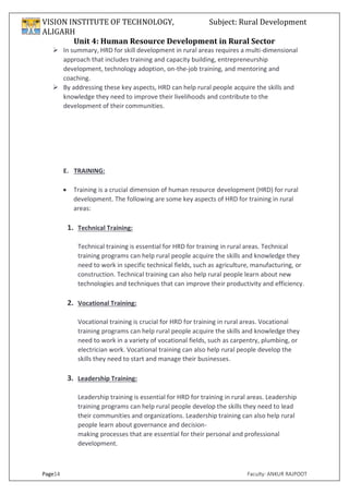 Rural development unit 4 civil engineering and every branch | PDF