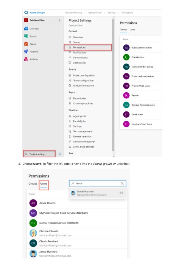 2. Choose Users. To filter the list, enter a name into the Search groups or users box.
 