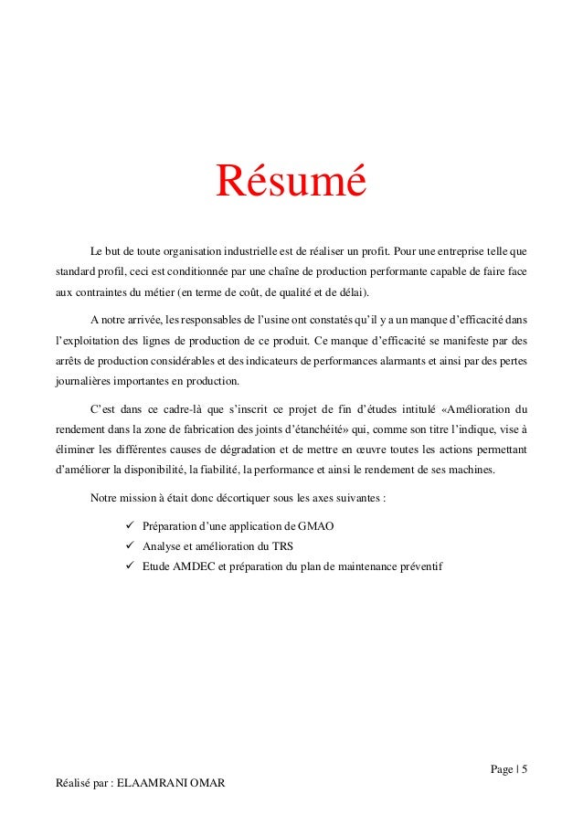 Resume Rapport De Stage Exemple