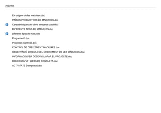Adjuntos



      Els orígens de les maduixes.doc

      PAÏSOS PRODUCTORS DE MADUIXES.doc

      Característiques del clima temperat ﴾castelllà﴿

      DIFERENTS TIPUS DE MADUIXES.doc

      Diferents tipus de maduixes

      Programació.doc

      Propietats nutritives.doc

      CONTROL DE CREIXEMENT MADUIXES.doc
      OBSERVACIÓ DIRECTA DEL CREIXEMENT DE LES MADUIXES.doc

      INFORMACIÓ PER DESENVOLUPAR EL PROJECTE.doc

      BIBLIOGRAFIA I WEBS DE CONSULTA.doc

      ACTIVITATS D'ampliació.doc
 