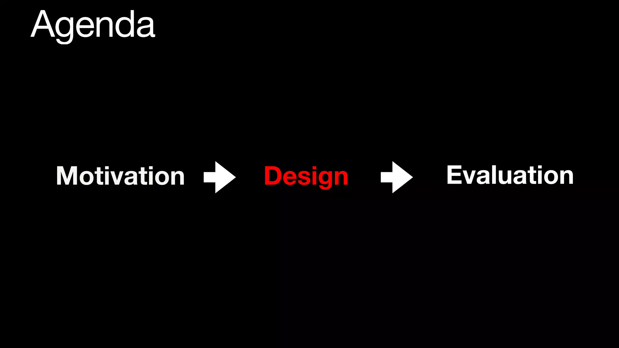 Agenda
Motivation Evaluation
Design
 