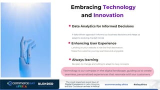 Embracing Technology
and Innovation
Technology is our compass in the digital landscape, guiding us to create
seamless, personalized experiences that resonate with our customers
Data Analytics for Informed Decisions
A data-driven approach informs our business decisions and helps us
adapt to evolving market trends
Enhancing User Experience
Landing on your website is not the final destination.
Make the customer journey seamless and enjoyable.
Always learning
Be open to change and willing to adapt to new concepts
 